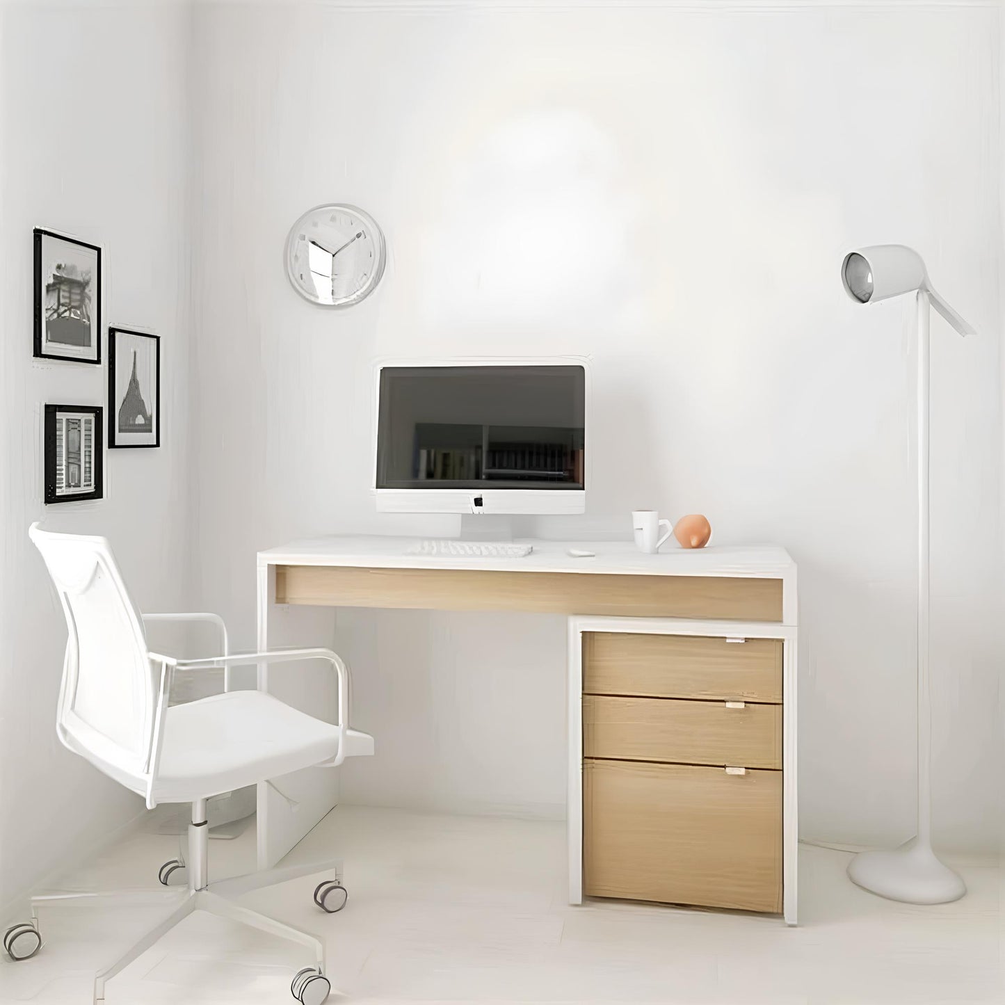 Desk Wooden & White - 120 x 40 x 75 cm | DE25