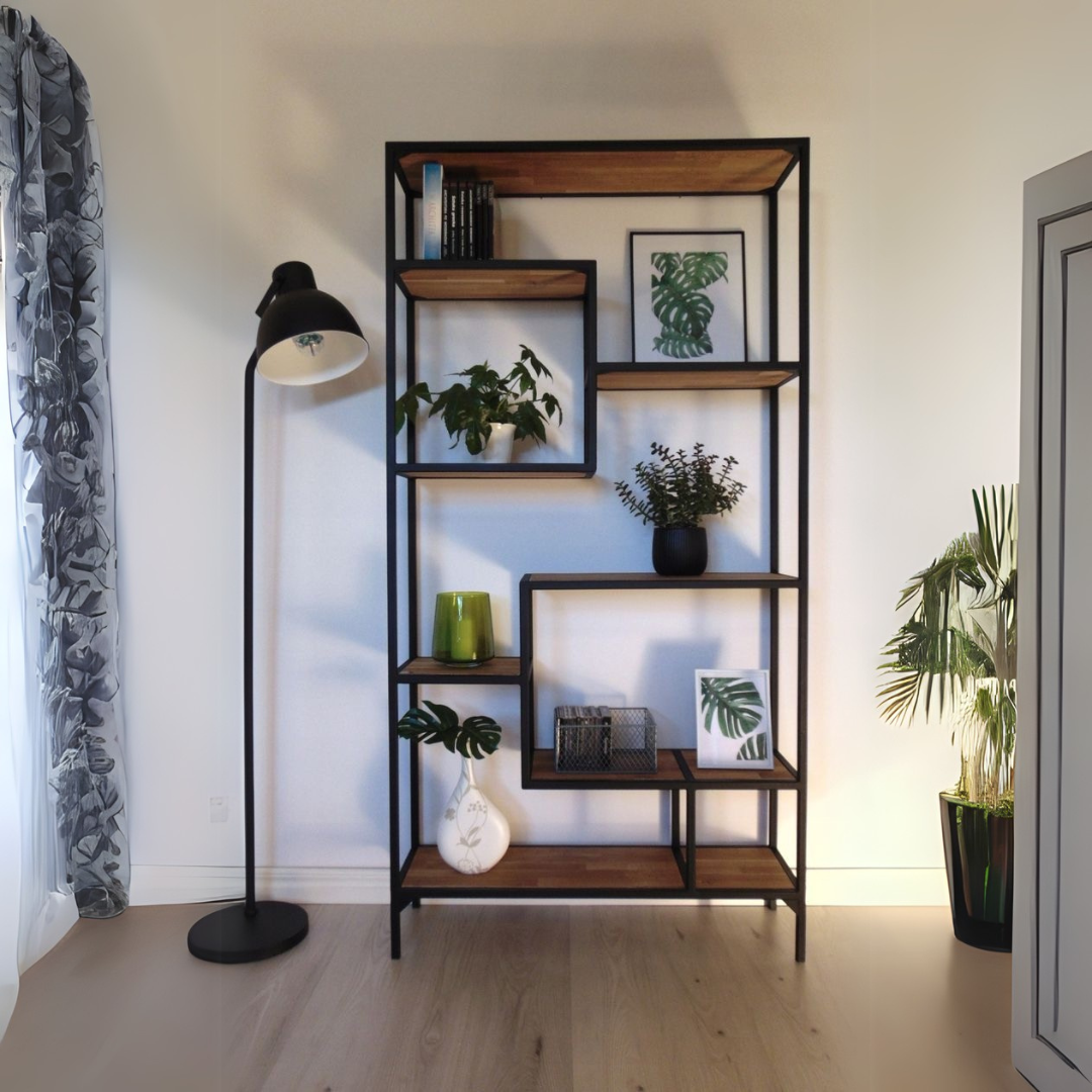 Display Unit Wooden & Black - 60 x 30 x 180 cm | DU16