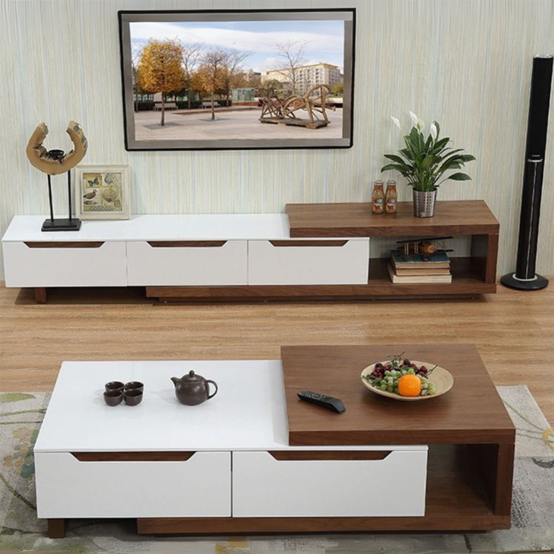 Living Room Set White & Brown - 190 x 40 x 40 cm | SET20