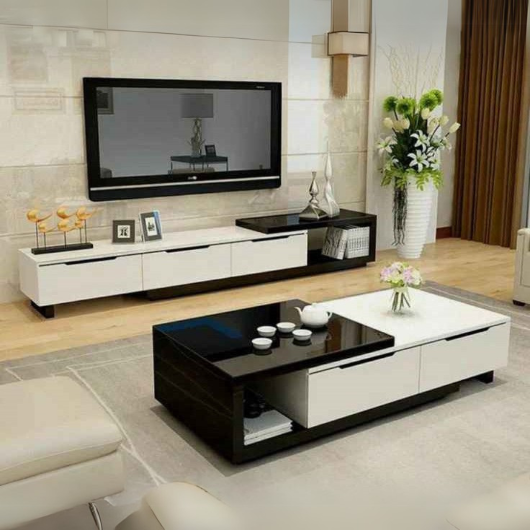 Living Room Set Black & White - 120 x 60 x 35 cm | SET29