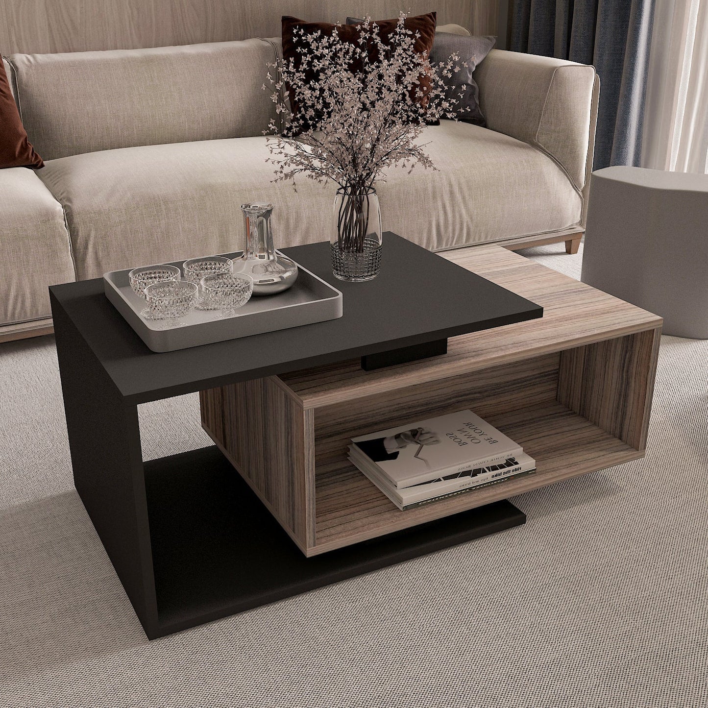 Table Unit Black & Grey - 40 x 50 x 60 cm | TA32