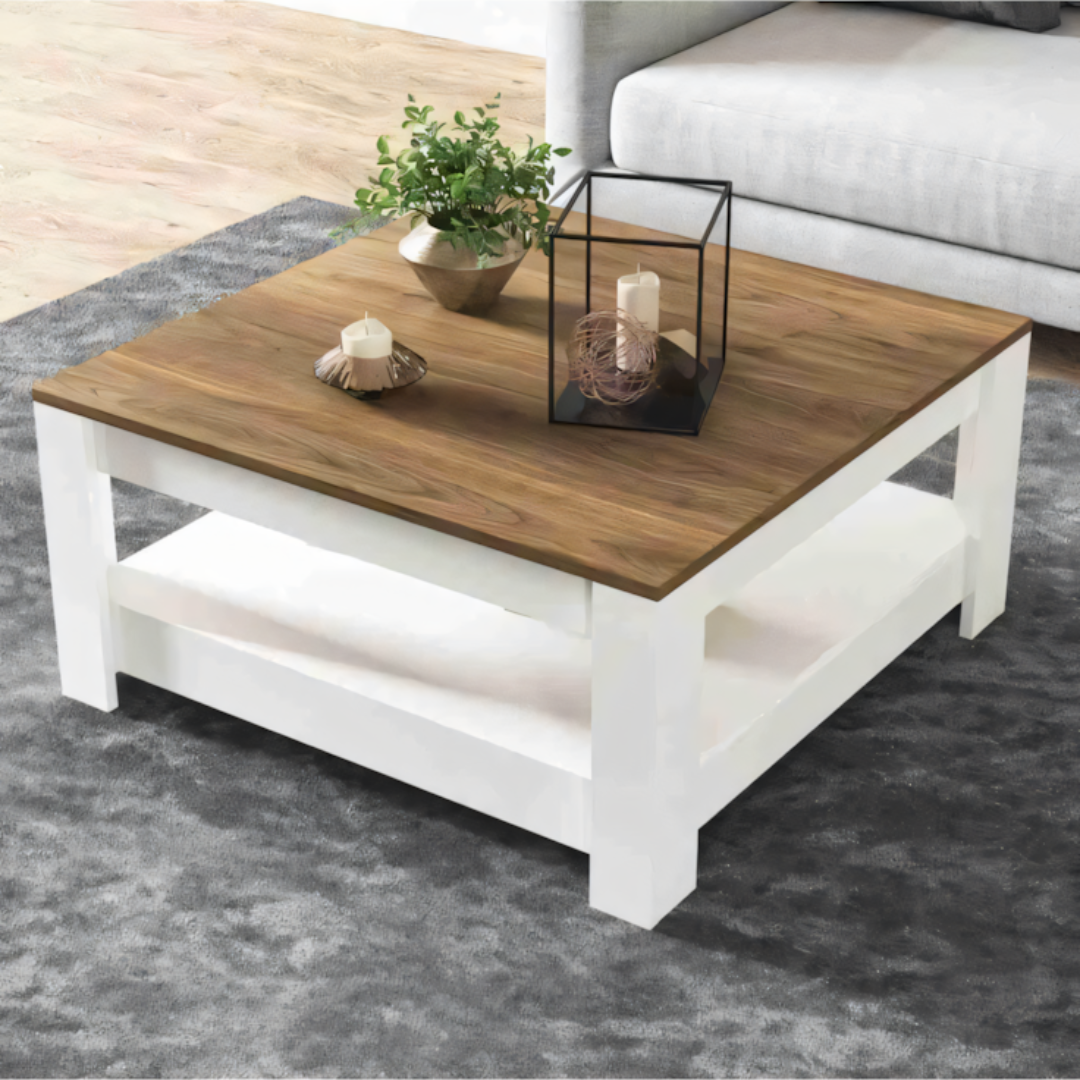 Table Unit Wooden & White - 80 x 80 x 40 cm | TA72
