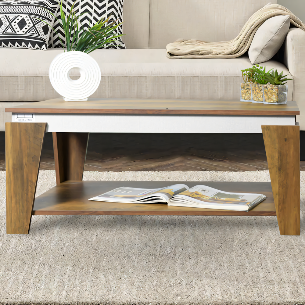 Table Unit White & Wooden - 100 x 50 x 40 cm | TA74