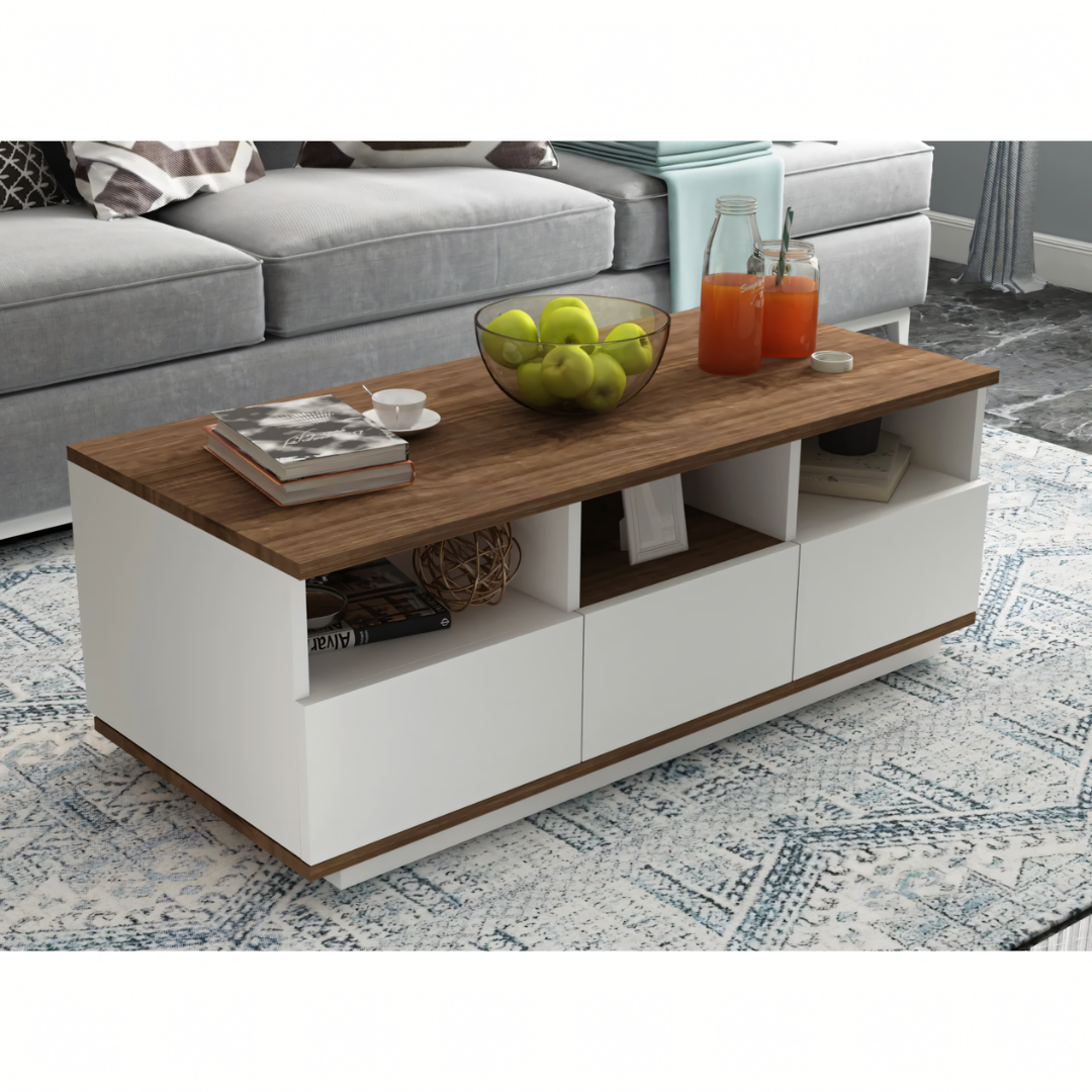 Table Unit White & Wooden - 120 x 50 x 40 cm | TA76