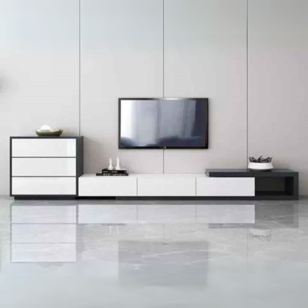 Tv Unit White & Black - 280 x 40 x 40 cm | TV52