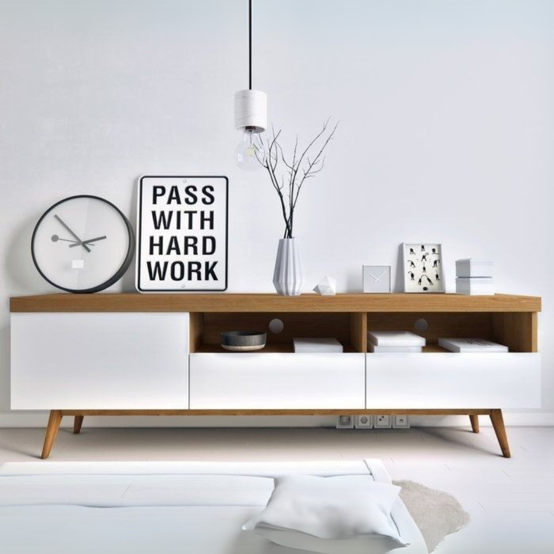 Tv Unit White & Wooden - 160 x 40 x 40 cm | TV9