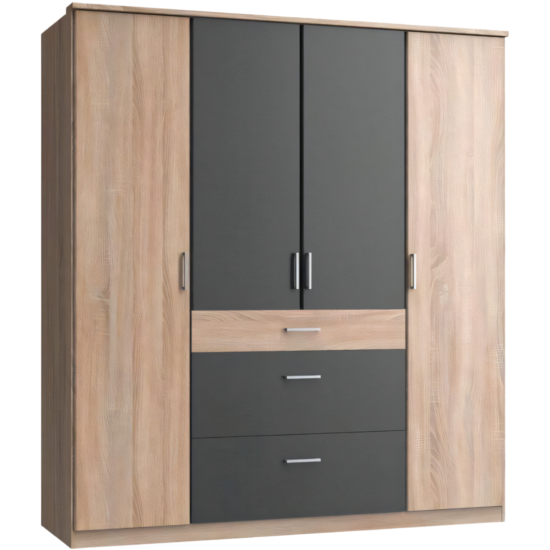 Wardrobe Wooden & Black - 160 x 50 x 200 cm | WD18