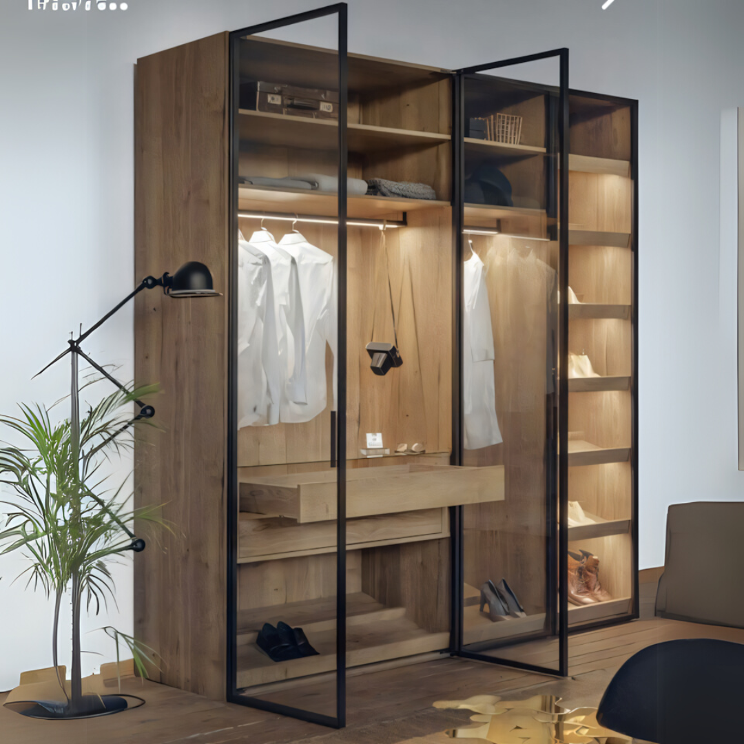Wardrobe Wooden & Black - 160 x 50 x 200 cm | WD1