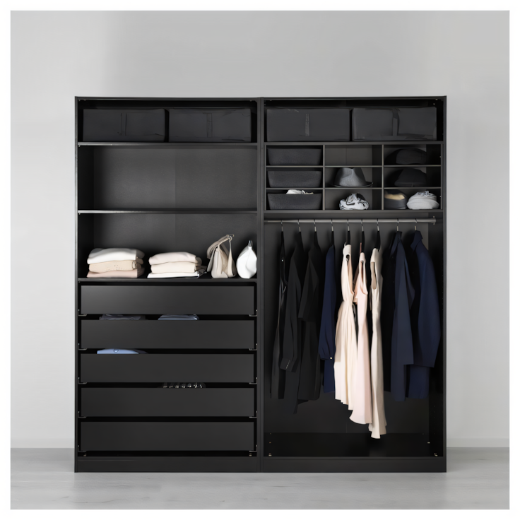 Wardrobe Black - 160 x 50 x 200 cm | WD21