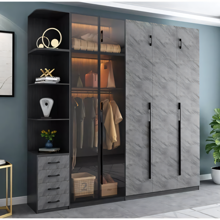 Wardrobe Grey & Black - 240 x 50 x 240 cm | WD25