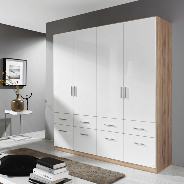 Wardrobe White & Wooden - 200 x 50 x 220 cm | WD32