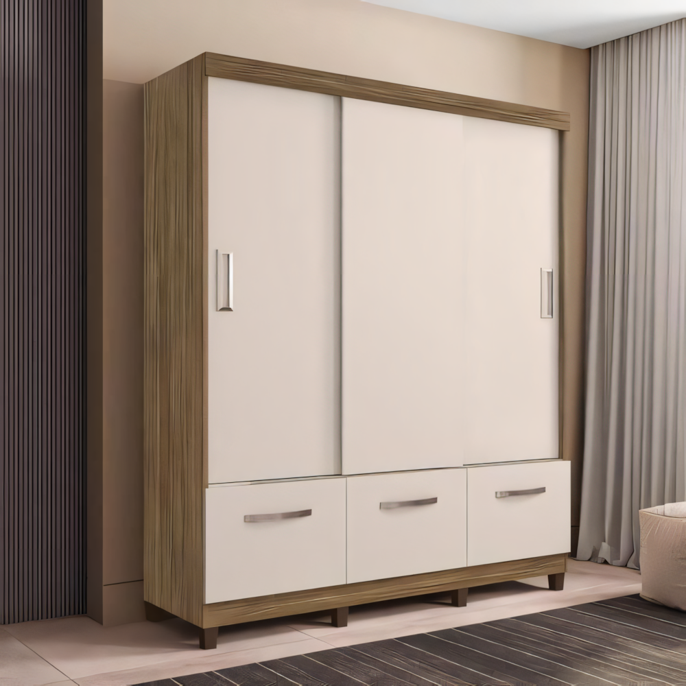 Wardrobe Wooden & White - 160 x 50 x 220 cm | WD37
