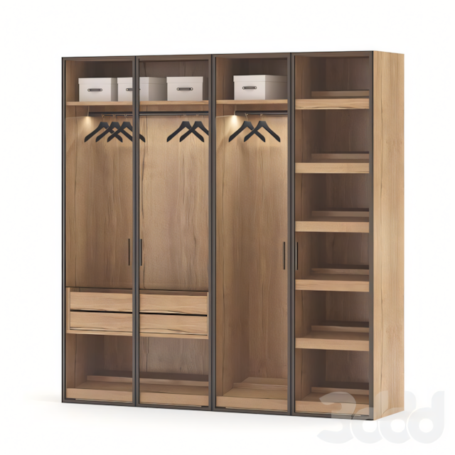 Wardrobe Wooden & Black - 160 x 50 x 200 cm | WD3