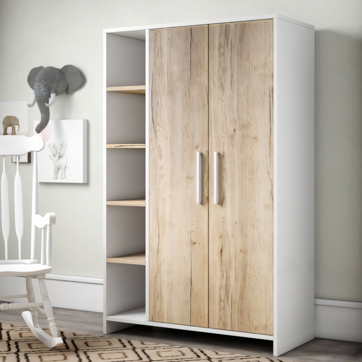 Wardrobe Wooden & White - 120 x 50 x 220 cm | WD40
