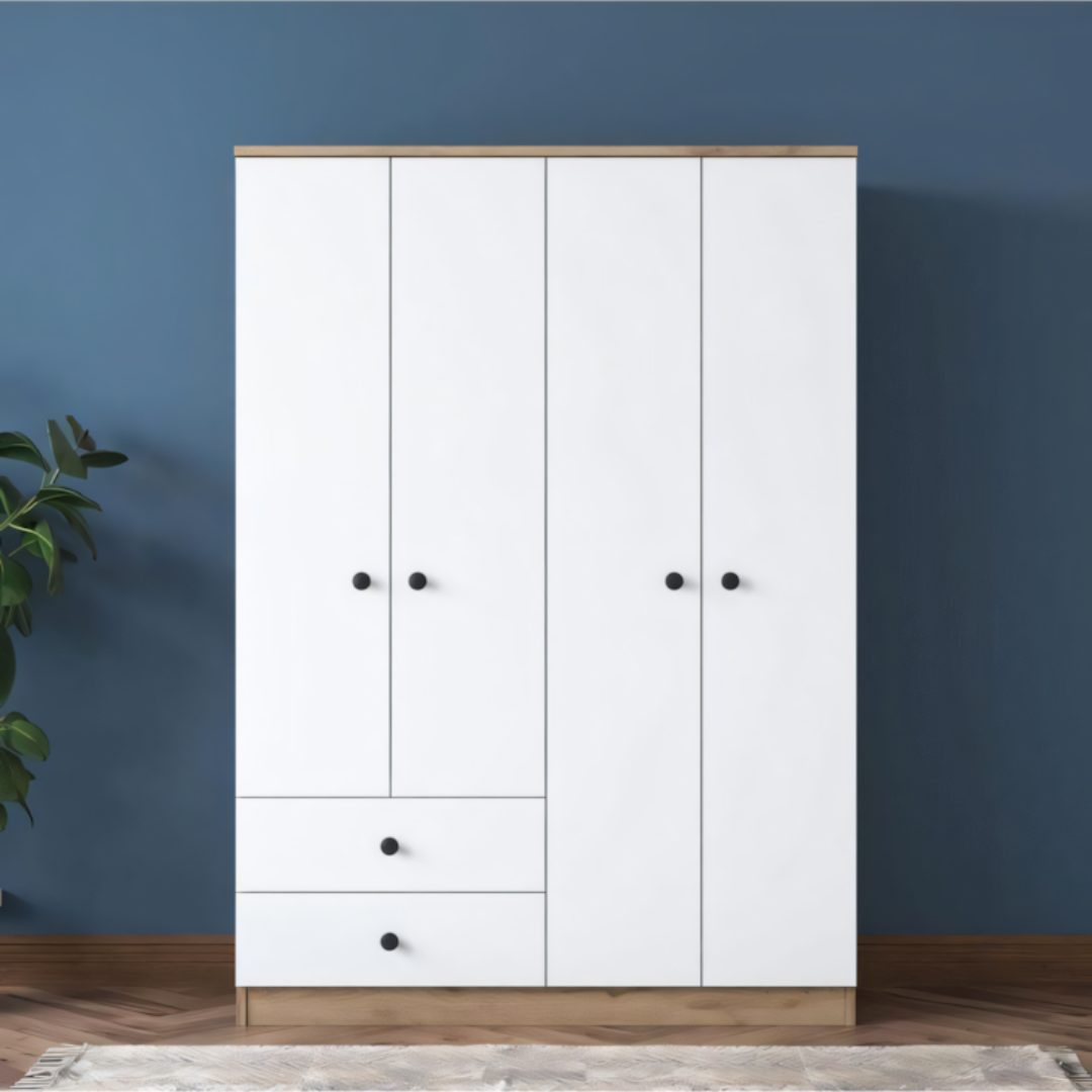 Wardrobe Wooden & White - 160 x 50 x 220 cm | WD41