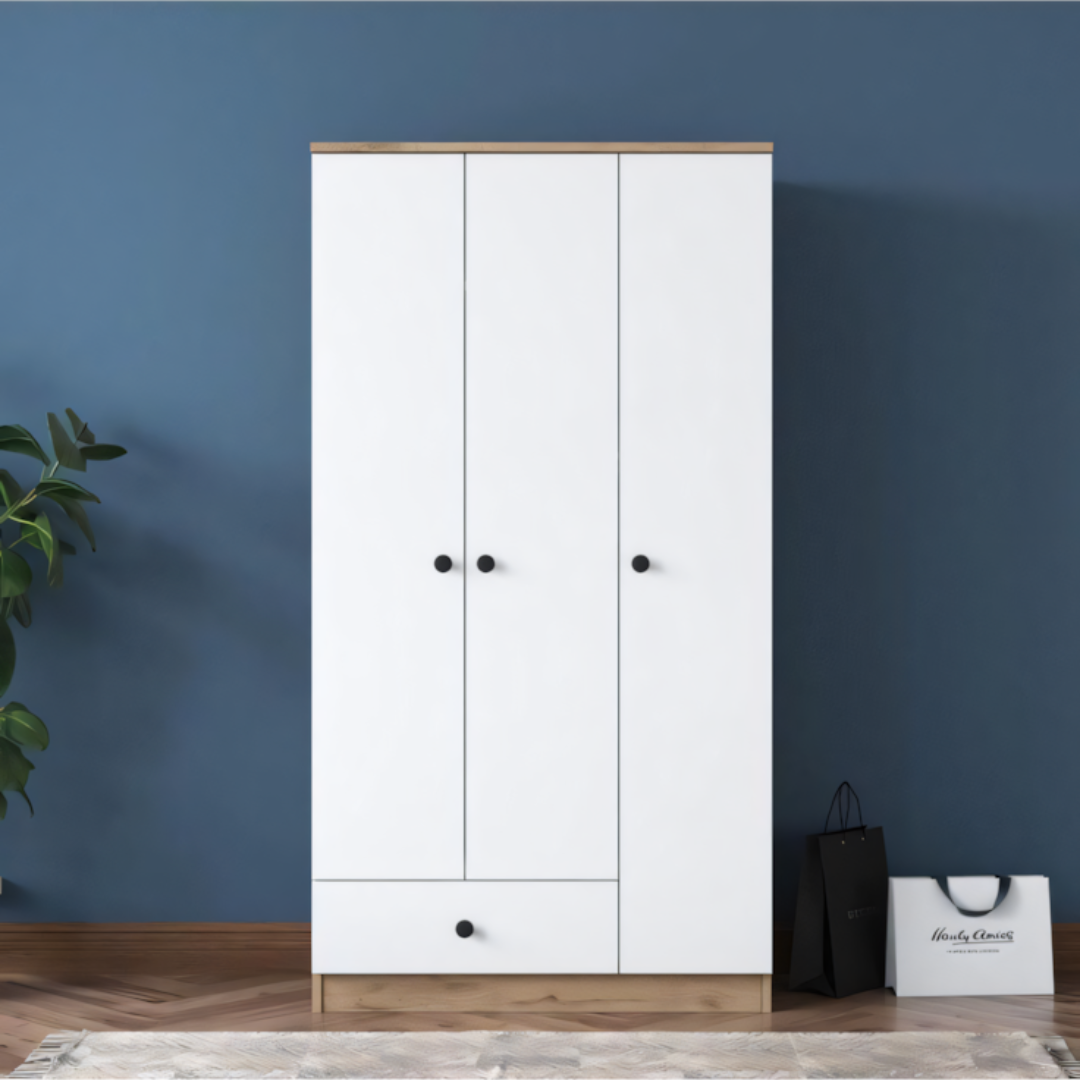 Wardrobe Wooden & White - 120 x 50 x 220 cm | WD43