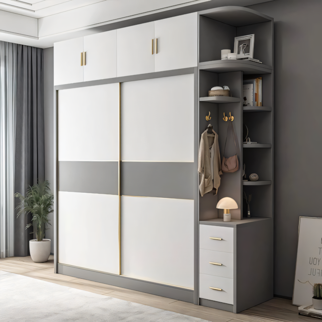 Wardrobe White & Grey - 180 x 50 x 240 cm | WD7