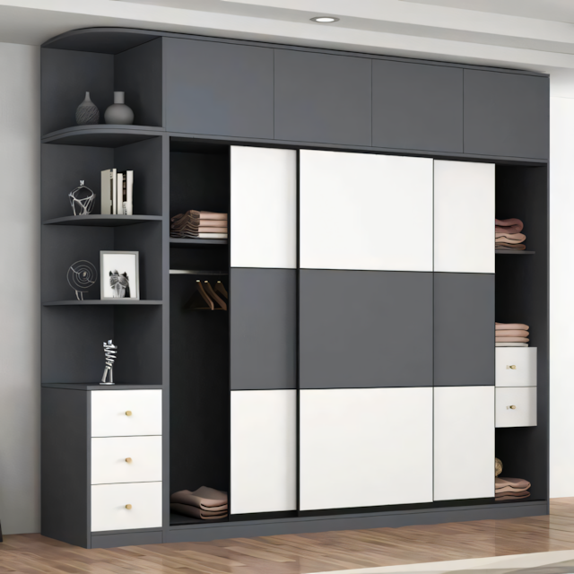 Wardrobe | White & Black | 240 x 50 x 240 cm | WD8