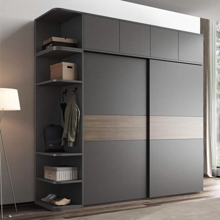 Wardrobe Black & Wooden - 180 x 50 x 240 cm | WD9