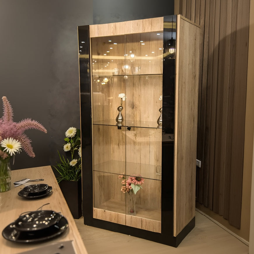 خزانة عرض | خشبية وسوداء | 180 × 40 × 100 | DIC2