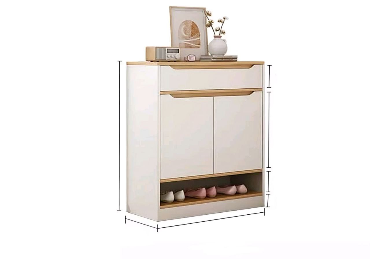 Shoe Closet White & Wooden - 80 x 40 x 100 cm | SU21