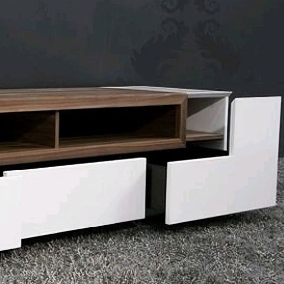 Tv Unit White & Wooden - 160 x 40 x 40 cm | TV8