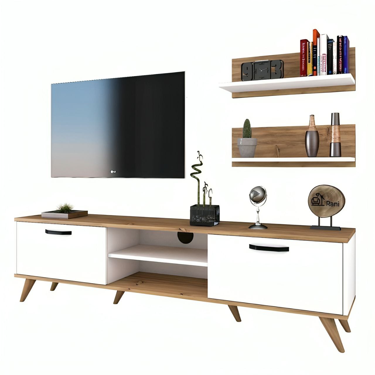 Tv Unit White & Wooden - 160 x 40 x 40 cm | TV15