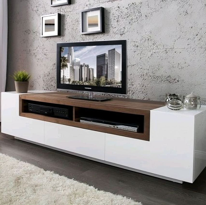 Tv Unit White & Wooden - 160 x 40 x 40 cm | TV8