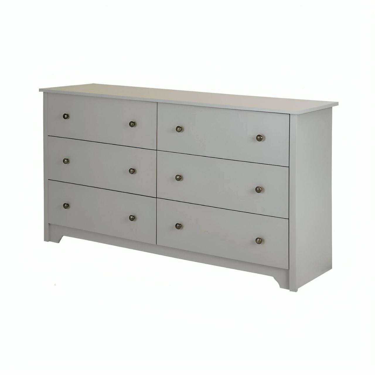 Gray dresser with white top on a white background