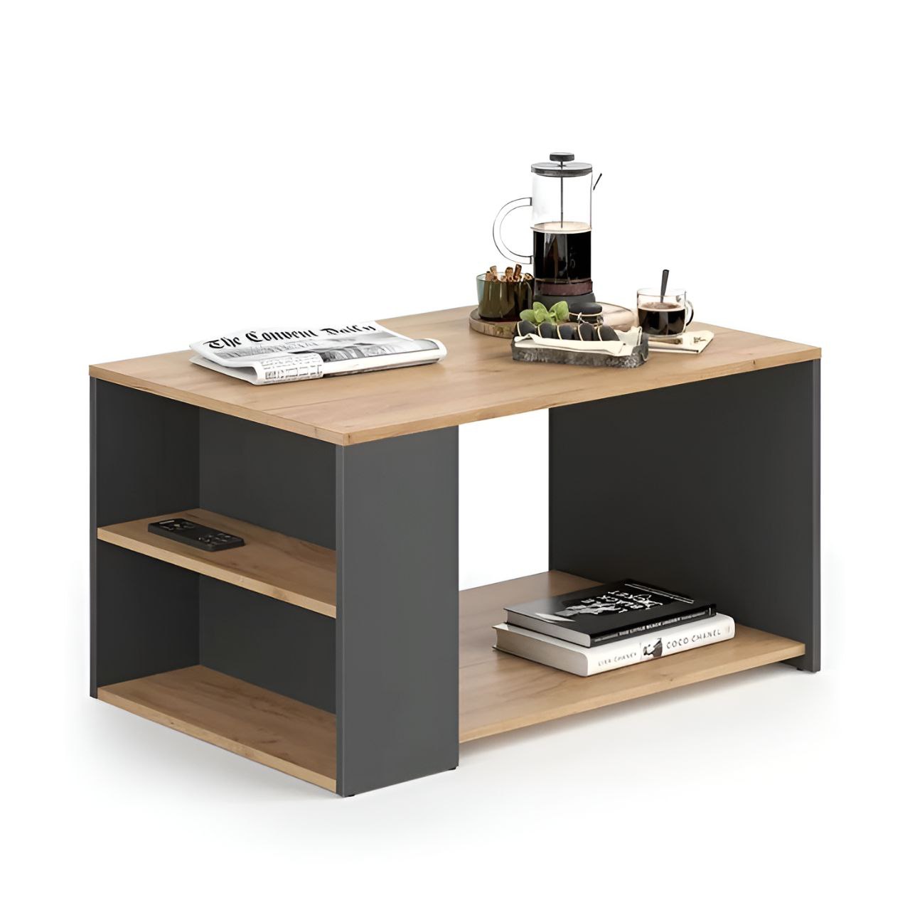 Table Unit Wooden & Black - 80 x 60 x 40 cm | TA67