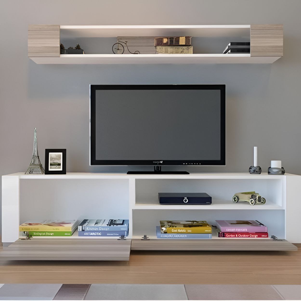 Tv Unit White & Wooden - 160 x 40 x 40 cm | TV60