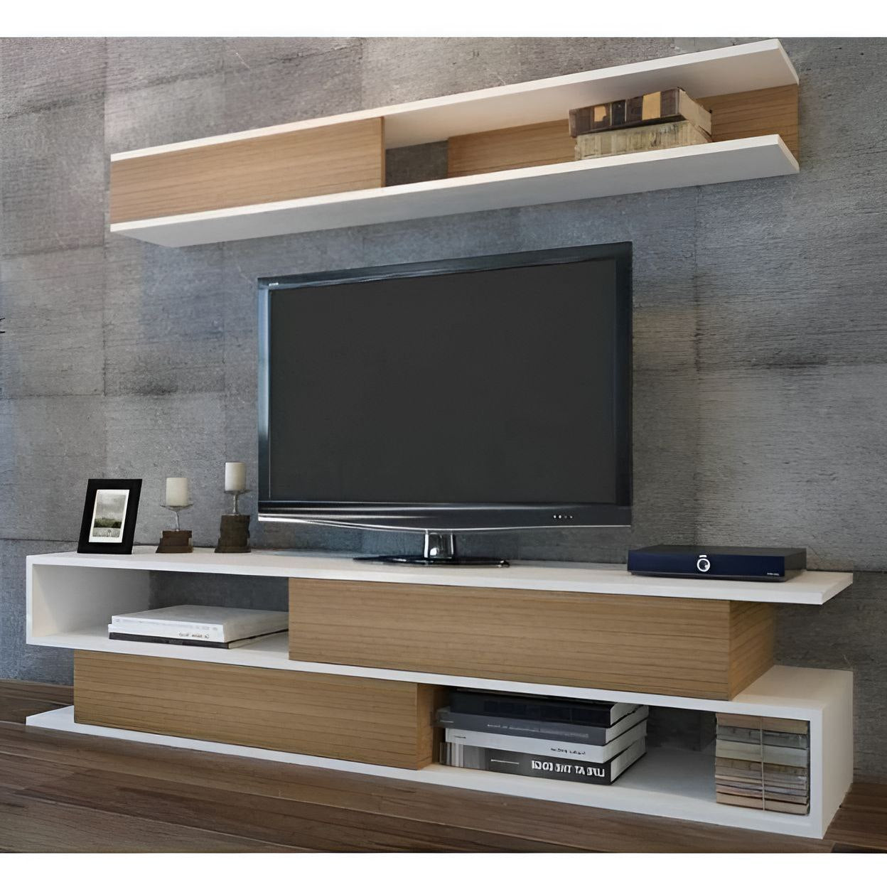 Tv Unit White & Brown - 160 x 40 x 40 cm | TV64