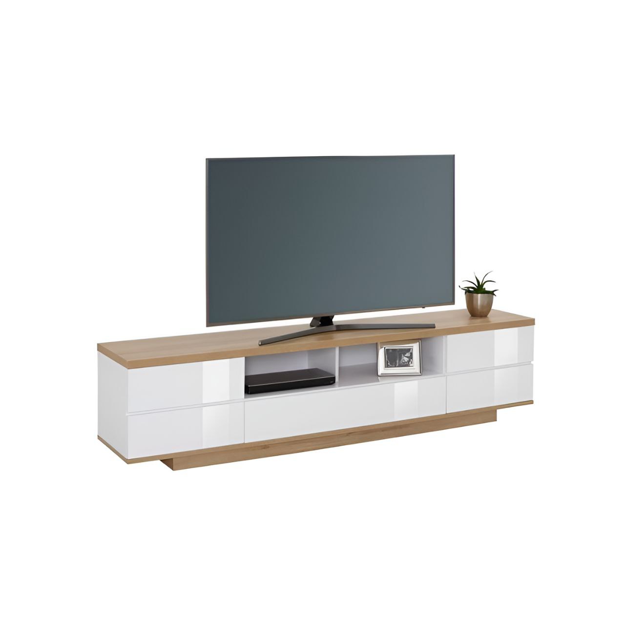 Tv Unit White & Wooden - 220 x 40 x 40 cm | TV106