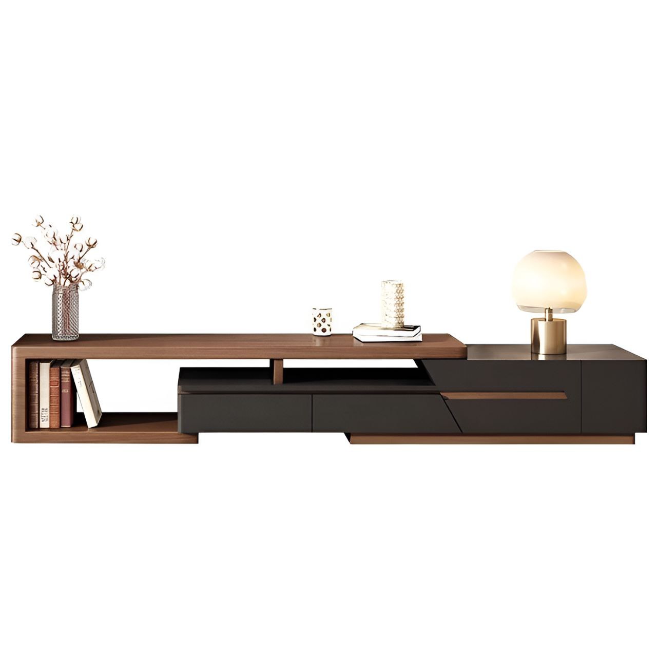 Tv Unit Wooden & Black - 240 x 40 x 40 cm | TV89