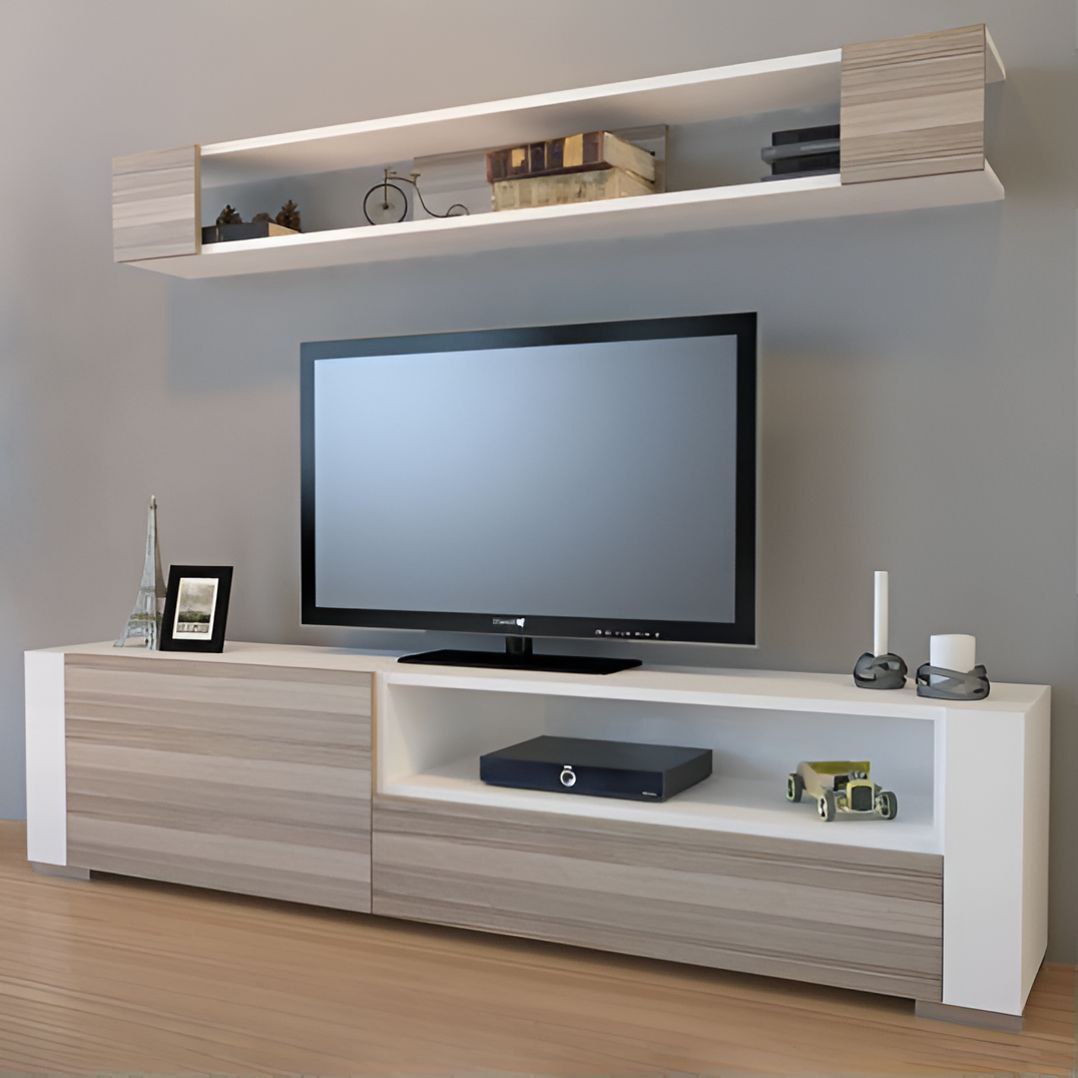 Tv Unit White & Wooden - 160 x 40 x 40 cm | TV60