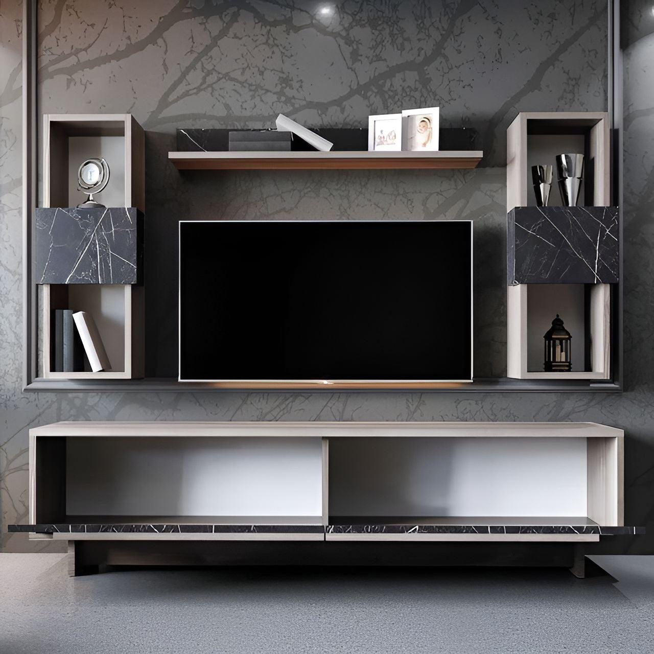 Tv Unit Wooden & Black - 180 x 40 x 40 cm | TV58