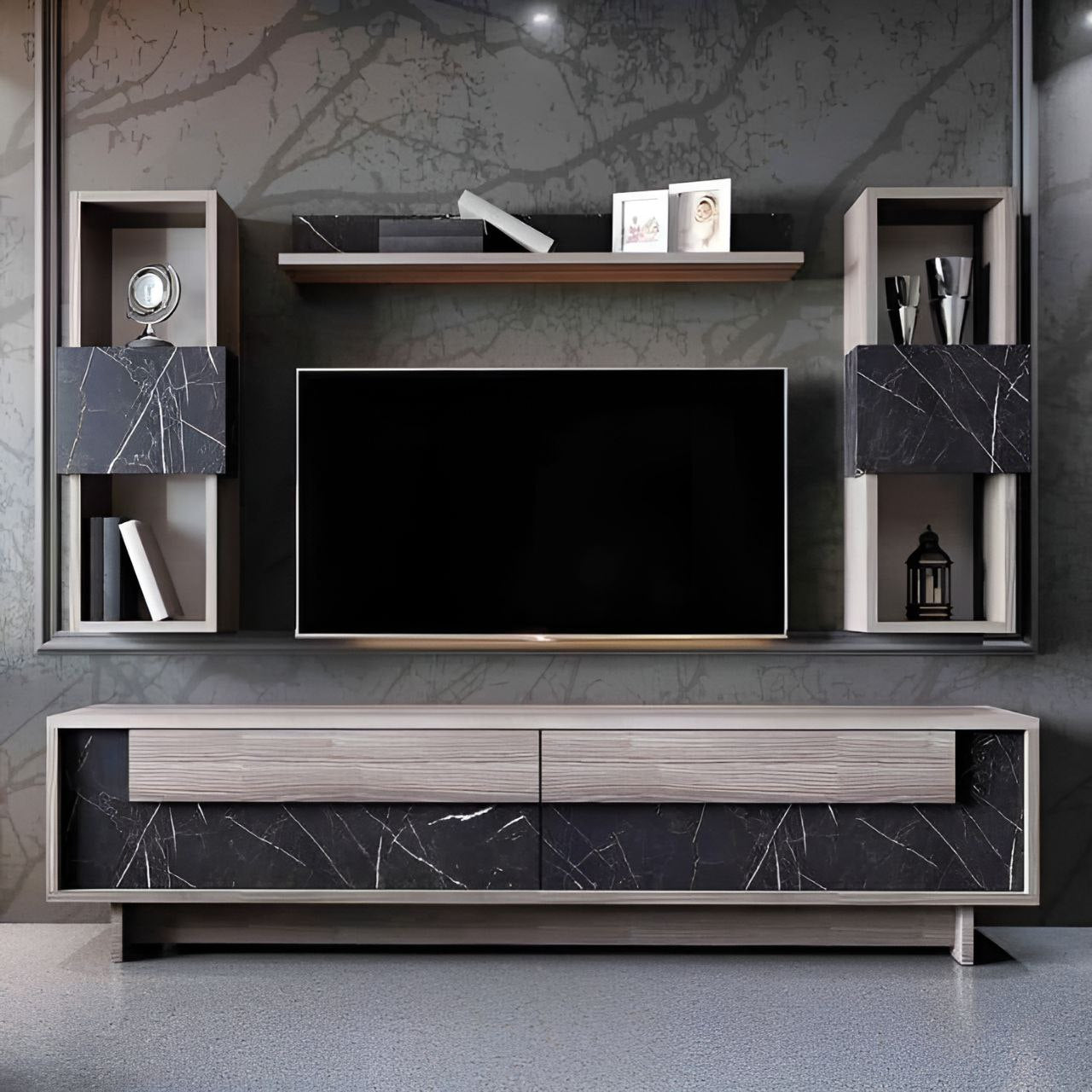 Tv Unit Wooden & Black - 180 x 40 x 40 cm | TV58