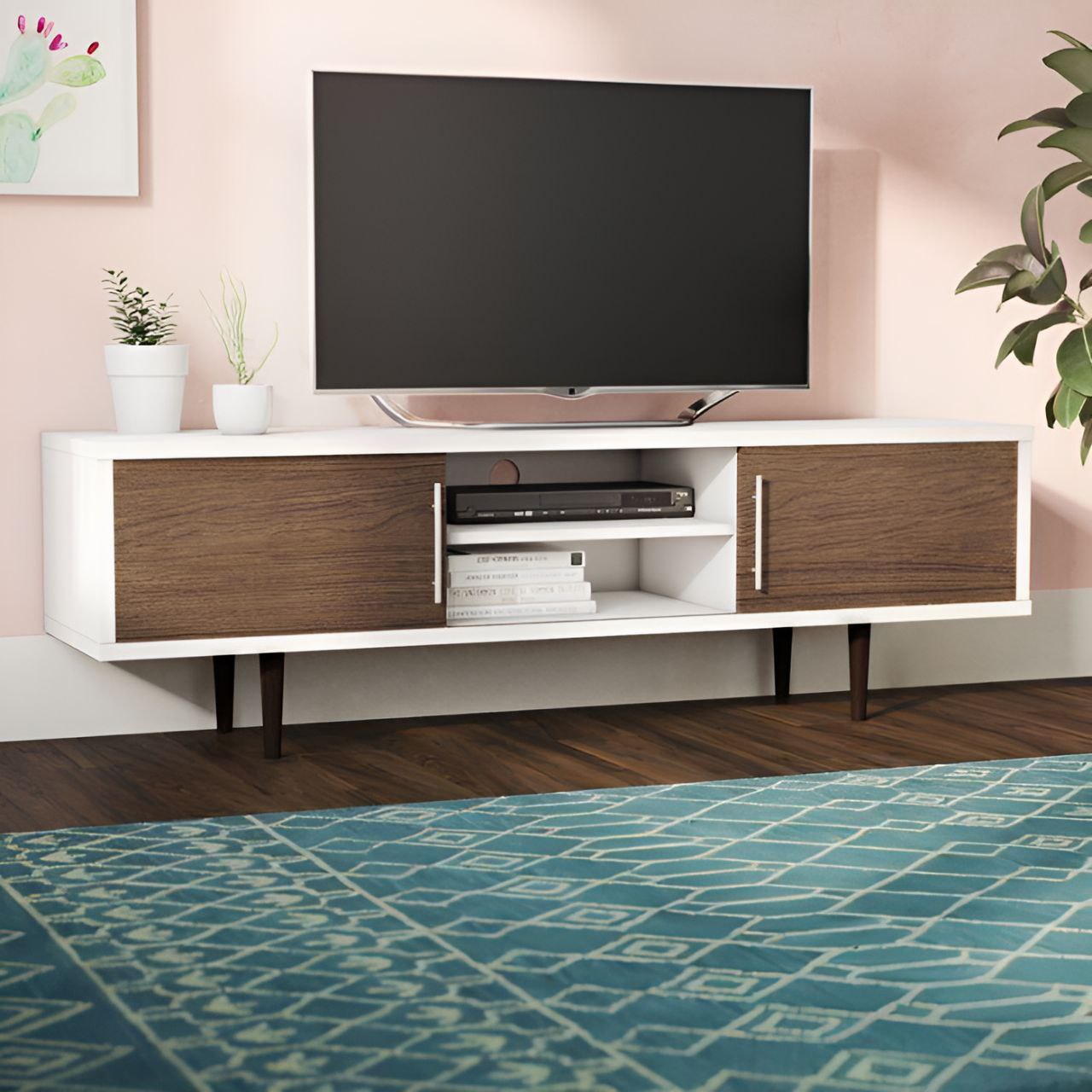 Tv Unit White & Wooden - 160 x 40 x 40 cm | TV51