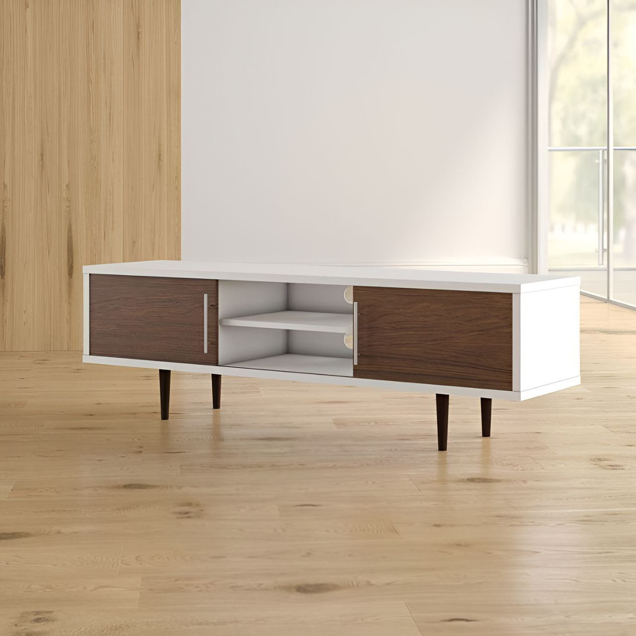 Tv Unit White & Wooden - 160 x 40 x 40 cm | TV51