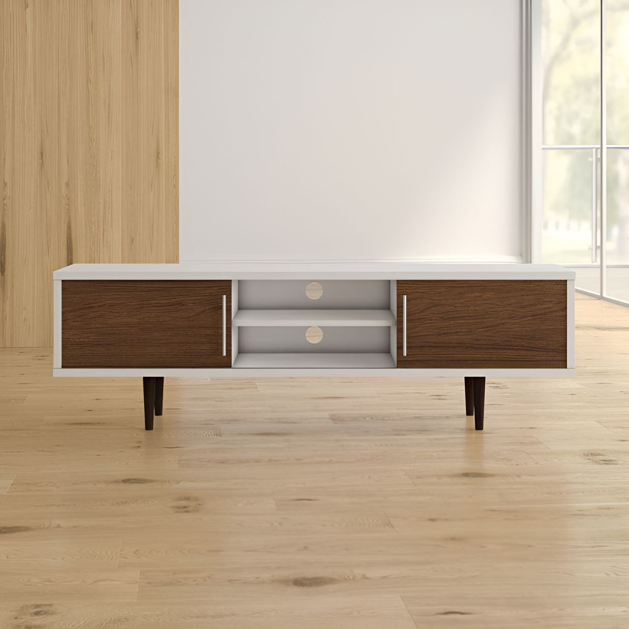 Tv Unit White & Wooden - 160 x 40 x 40 cm | TV51