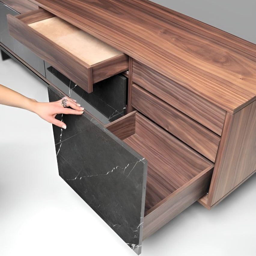 Tv Unit Black & Wooden - 180 x 40 x 40 cm | TV46