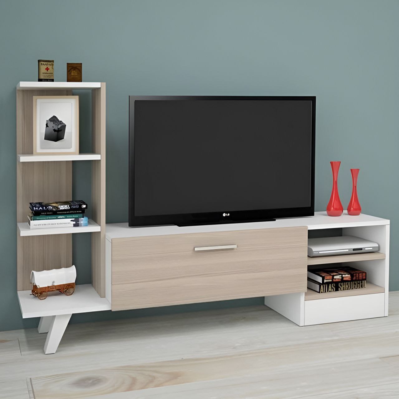 Tv Unit White & Wooden - 160 x 40 x 40 cm | TV39