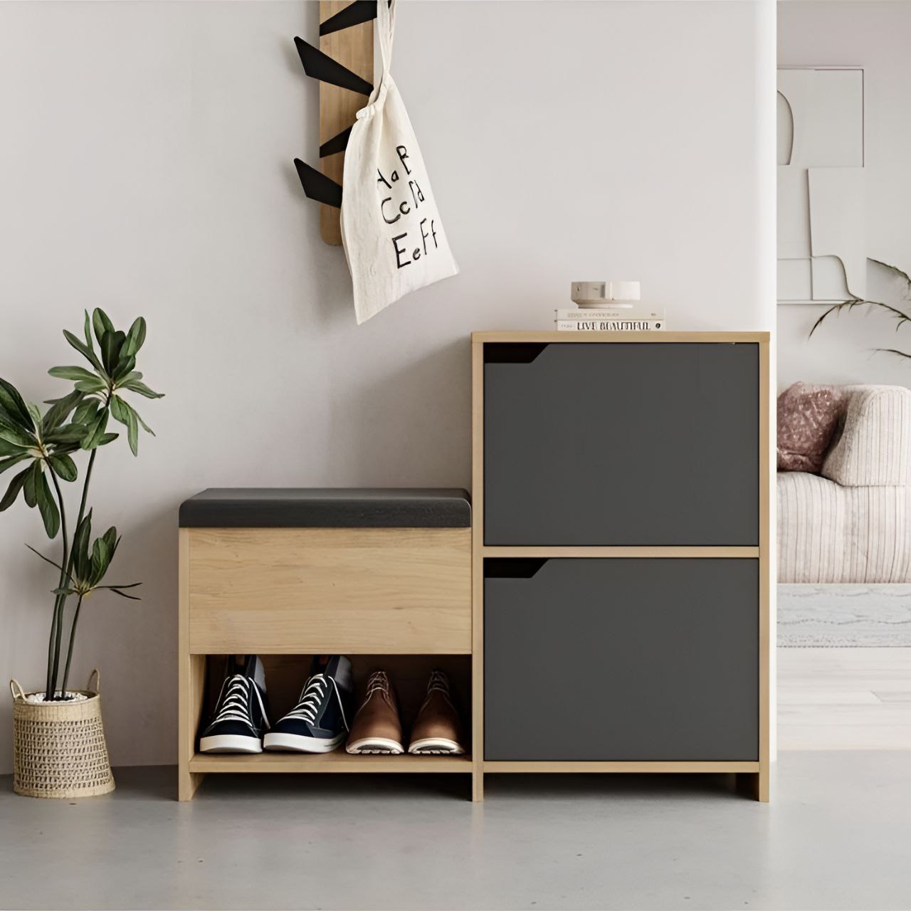 Shoe Closet | Wooden & Black | 100 x 40 x 70 cm | SU83