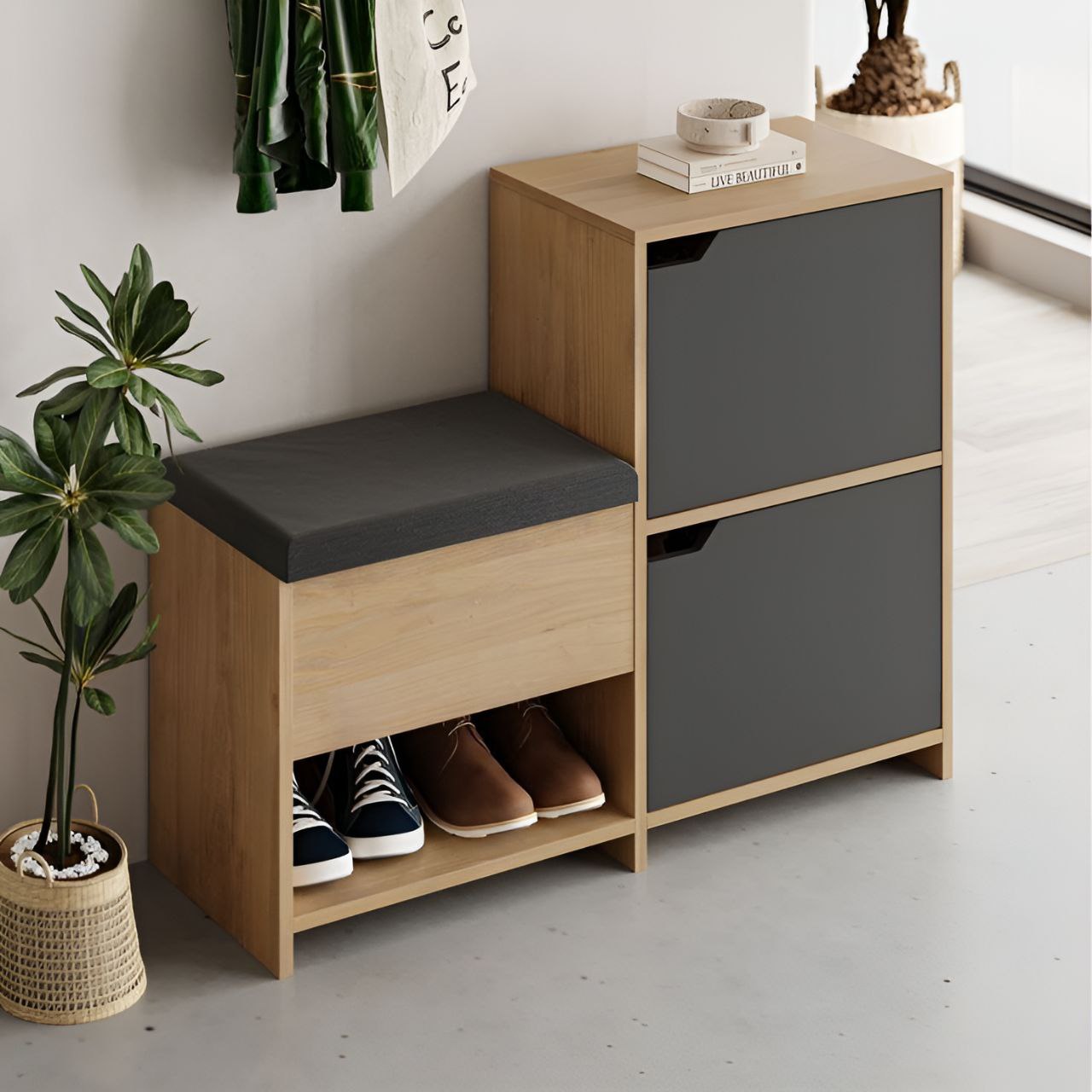 Shoe Closet | Wooden & Black | 100 x 40 x 70 cm | SU83
