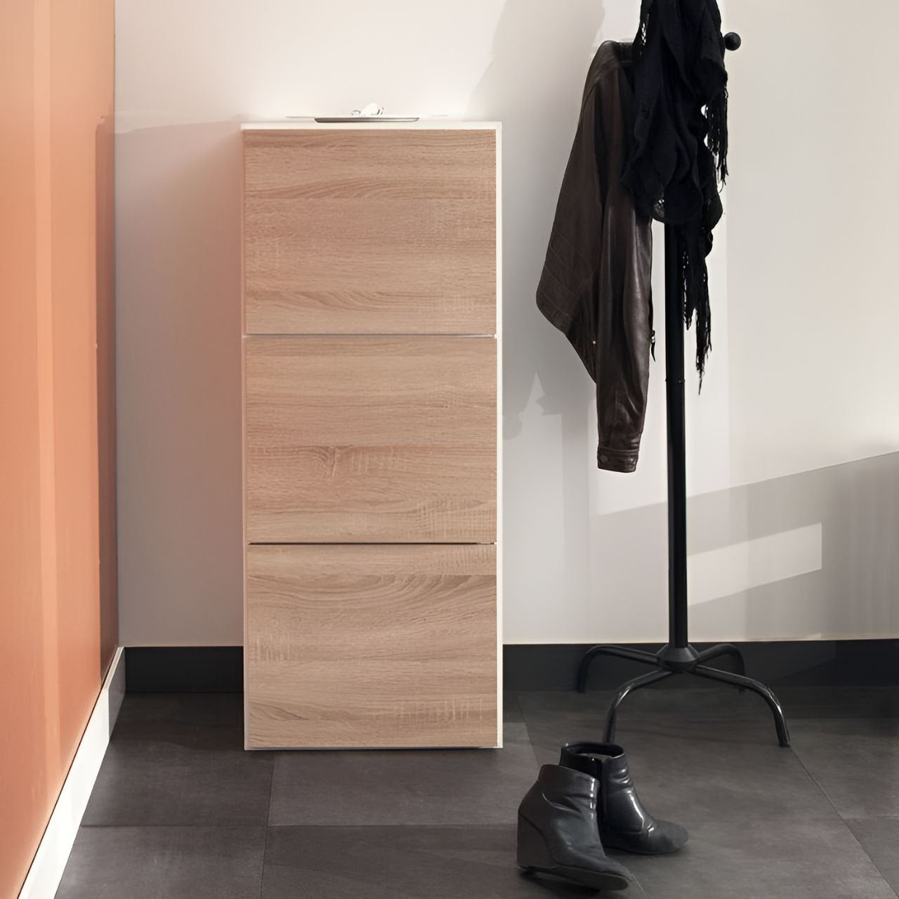 Shoe Closet White & Wooden - 60 x 40 x 100 cm | SU69