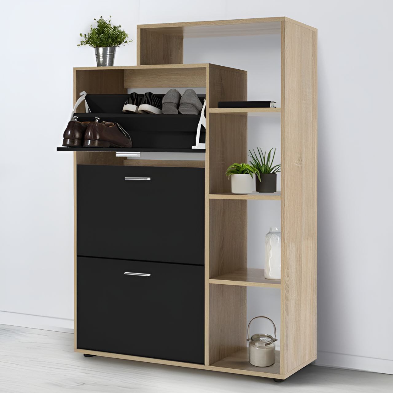 Shoe Closet Wooden & Black - 90 x 40 x 120 cm | SU60