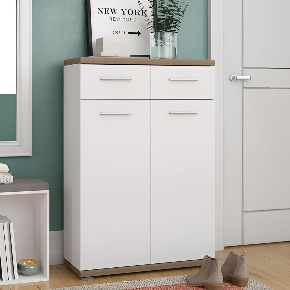 Shoe Closet White & Wooden - 80 x 40 x 120 cm | SU42