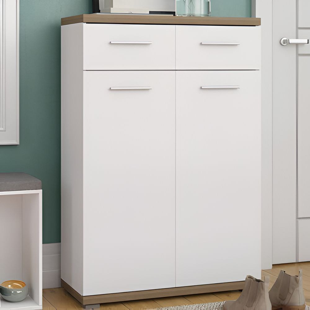 Shoe Closet White & Wooden - 80 x 40 x 120 cm | SU42