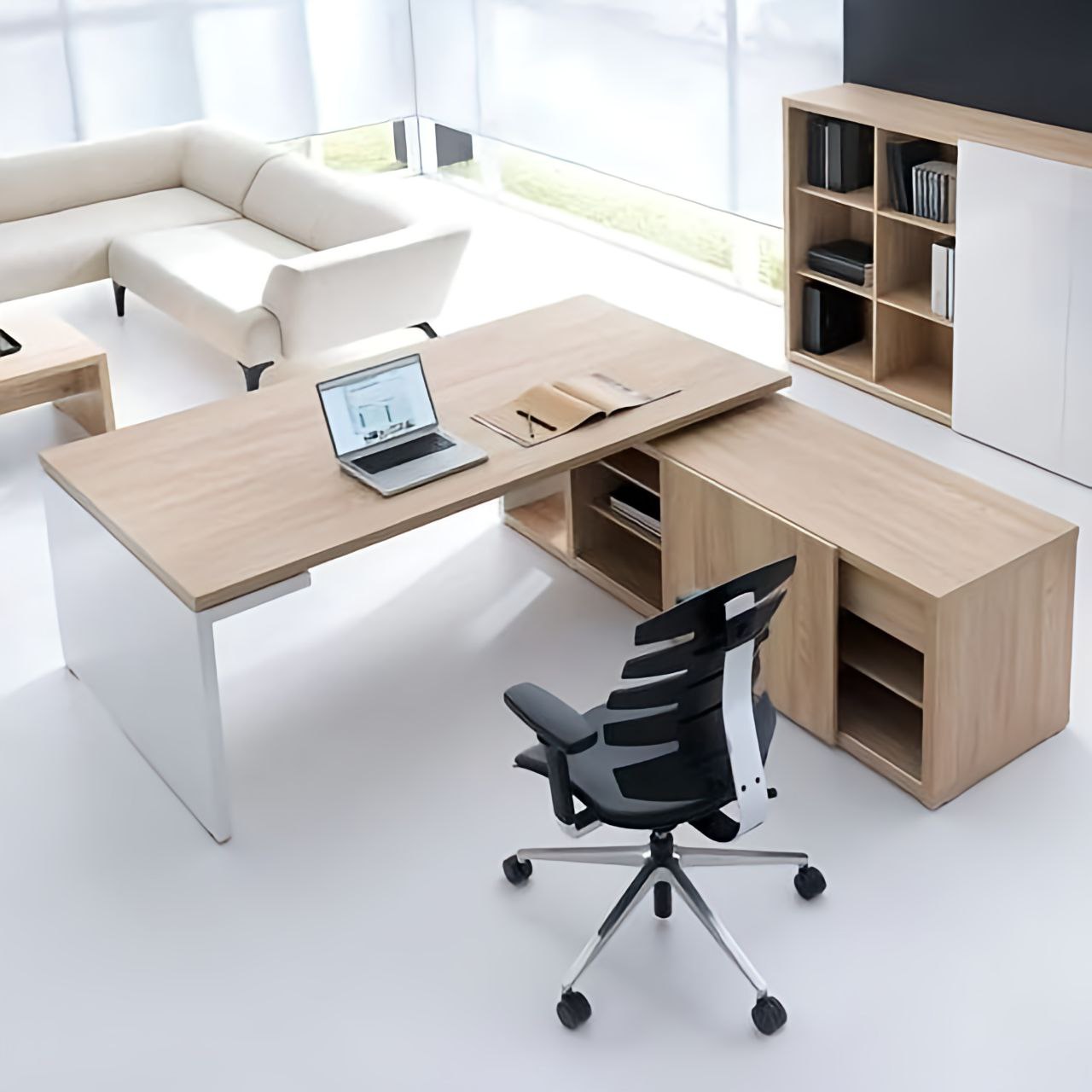 Desk Wooden & White - 180 x 160 x 75 cm | DE21