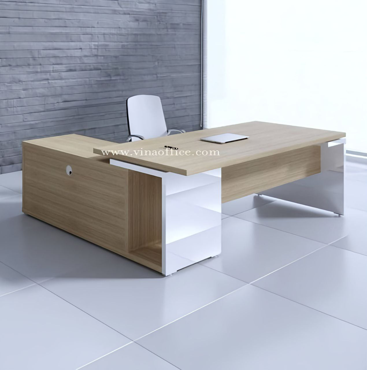 Desk Wooden & White - 180 x 160 x 75 cm | DE21